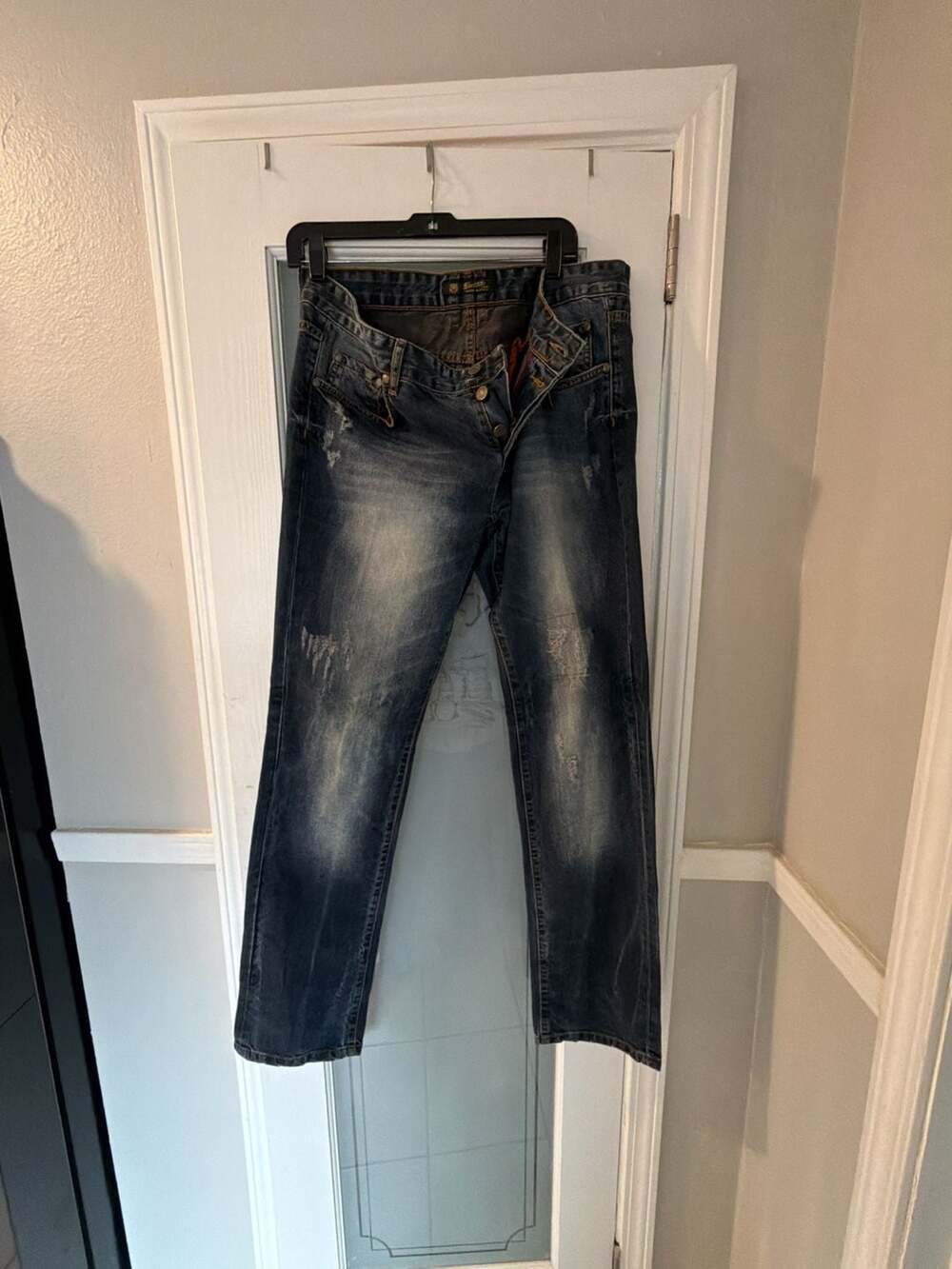 Gucci Vintage Distressed Blue Crest Logo Denim Jeans